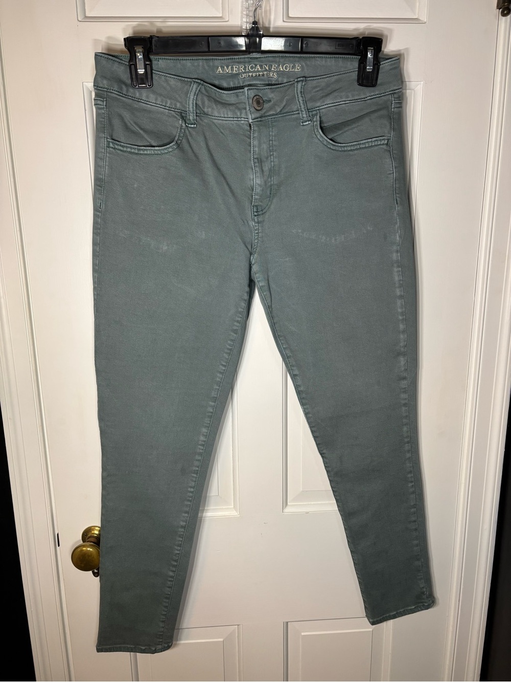 American Eagle Women’s 14 Jegging Skinny Jeans Sage Green Mint Blue
